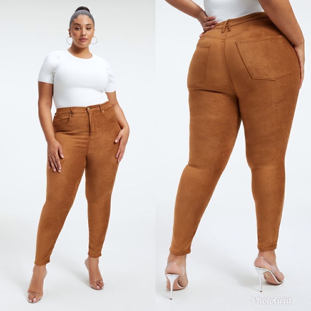REVOLVE GOOD AMERICAN GOOD LEGS FAUX SUEDE SKINNY HIGH WAISTED PANTS